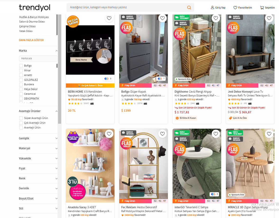 trendyol restatos screenshot home items