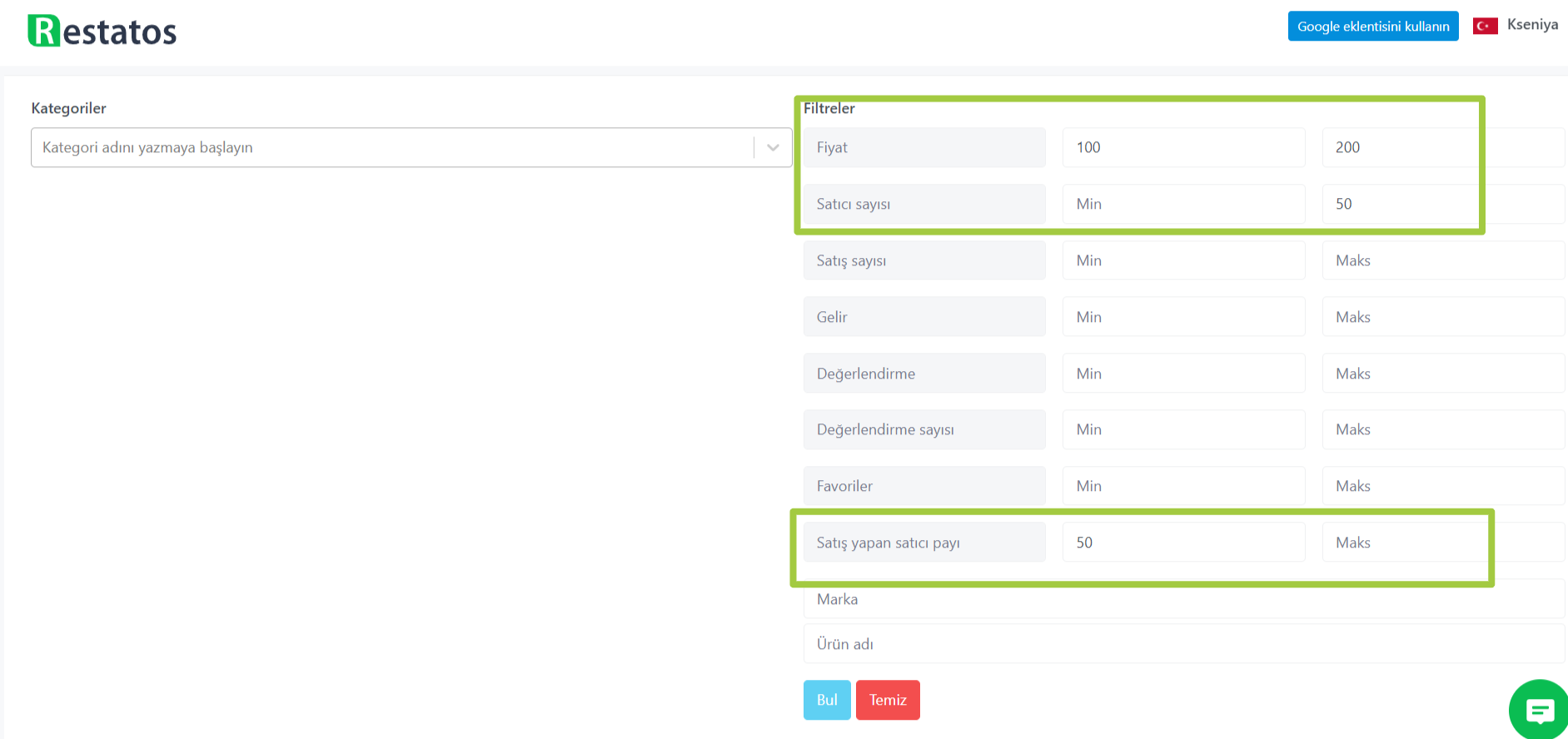 Trendyol monitoring of prices